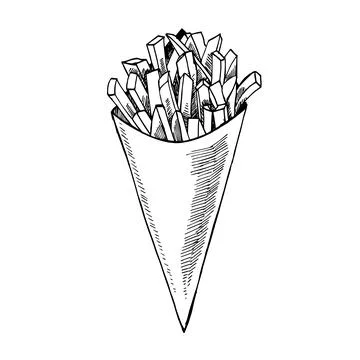 French fries Drawing Line art Cartoon, heb logo, angle, baking, hand png |  PNGWing
