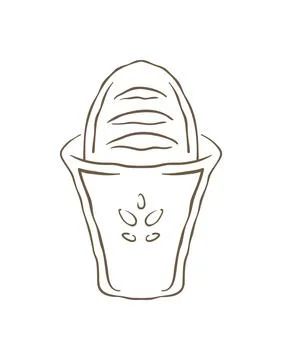 A Paper Bag With A Fresh Bread Loaf Hand Drawn Vector Bakery Illustration イラスト素材