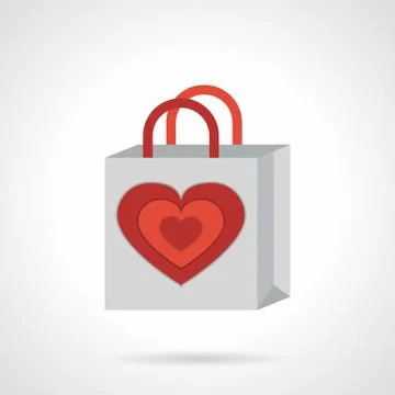 Paper bag with heart flat vector icon Stock Illustration