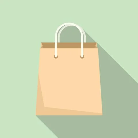 Paper bag icon flat vector. Eco handle bag Stockillustratie