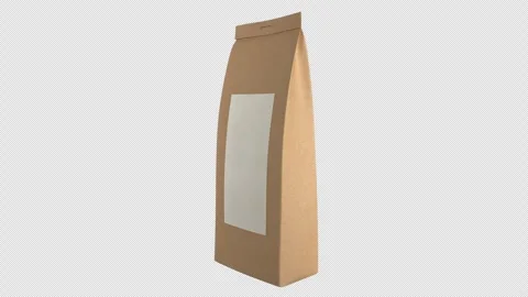 Paper Bag with Label 360 Panoramic Animation on Transparent Background in 4K Stock Footage 302812170
