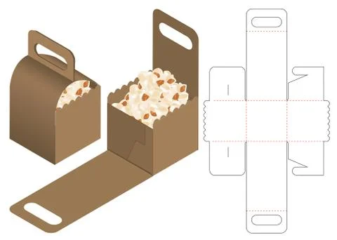 Paper bag packaging die-cut and 3d bag mockup Illustrazione stock