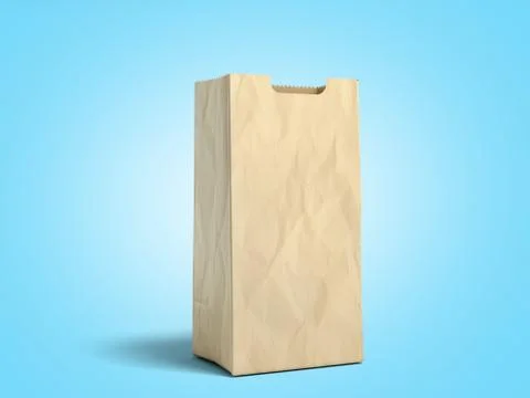 Paper bag for products 3d render on a blue gradient background Stock Illustration