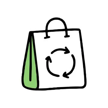 Paper bag Recycling. Separation of garbage. Co2 concept of climate change. Ve Stock Illustration
