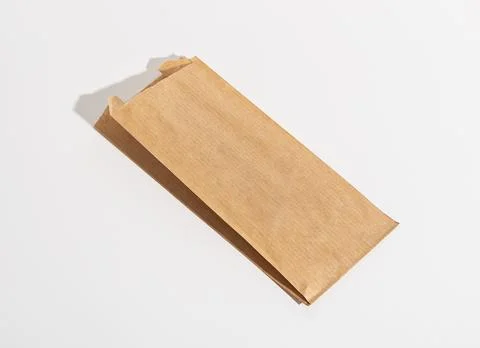Paper bag, small long package mockup for baguette Stock Photos