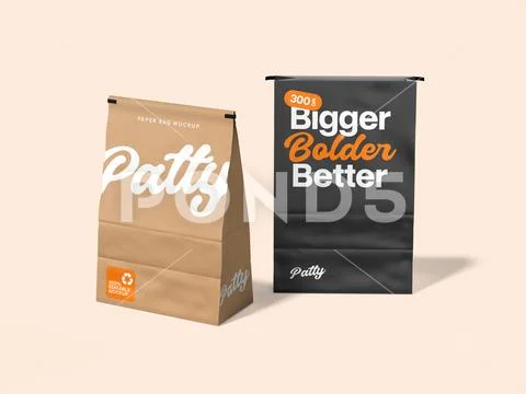 Paper Bag with Tie Mockup PSD Template