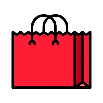 Paper bag vector illustration, filled style editable outline icon Ilustración de archivo