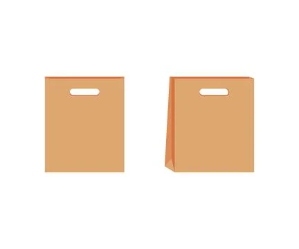Paper bag without handle template of shopping. Brown craft paper pack for gift Illustrazione stock