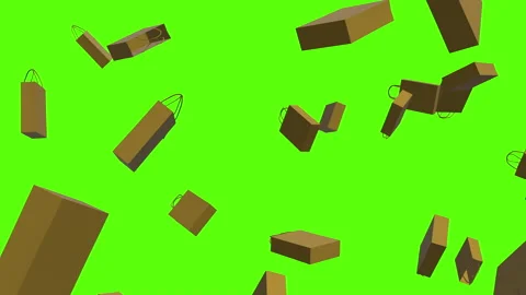Paper bags exploding over green screen. Shopping bags explosion Video stock 239124593