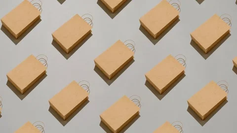 Paper bags kraft pattern moving diagonally. Stock Footage 220601305
