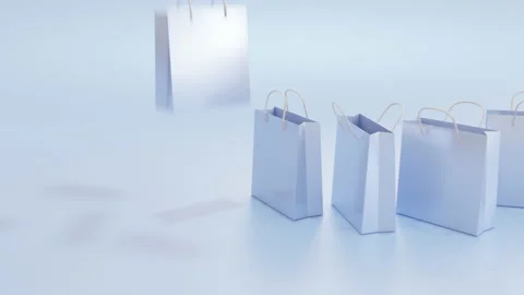 Paper bags on a light background. Endless online and offline shopping Stock Footage 209978833