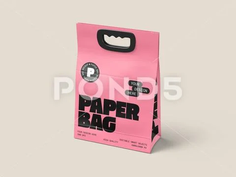 Paper Bags with Plastic Handle Mockup PSD-Vorlage