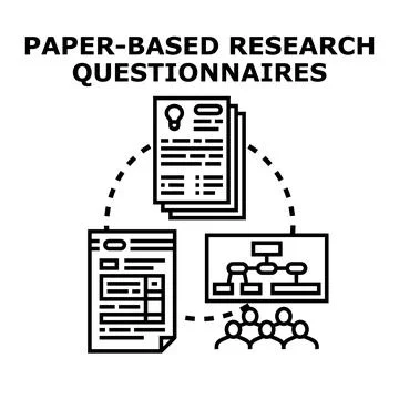 Paper based research questionnaires concept for data collection Stock Illustration