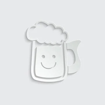 Paper Beer mug - black vector  icon with shadow Stock Illustration