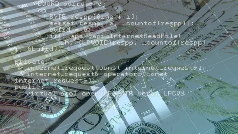 Paper bills and graphs Stock Footage 107686212