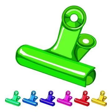 Paper binder clip cartoon vector graphic color Stock Illustration