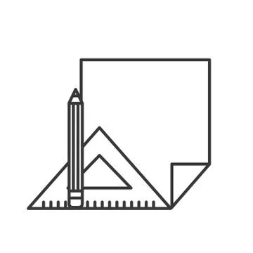 Paper blank triangle ruler and pencil supplies 스톡 일러스트