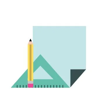 Paper blank triangle ruler and pencil supplies Stockillustratie