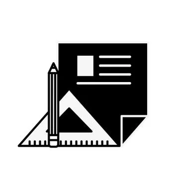 Paper blank triangle ruler and pencil supplies Illustrazione stock