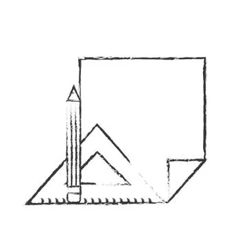 Paper blank triangle ruler and pencil supplies 스톡 일러스트