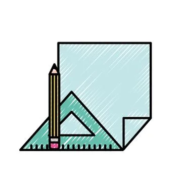 Paper blank triangle ruler and pencil supplies Stockillustratie