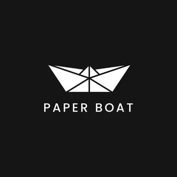Paper Boat Concept, Monogram Logo Template for Company Visual Identity Stock Illustration