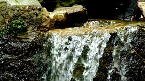 Paper boat floating in the fast flowing forest stream Stock Footage 124807730
