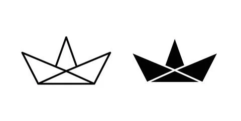 Paper boat icon. Style is flat and line symbol Stock Illustration