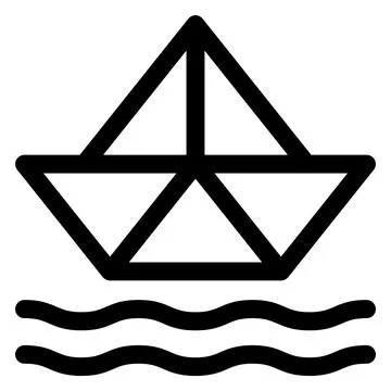 Paper boat line icon vector illustration isolated on white background Stock Illustration