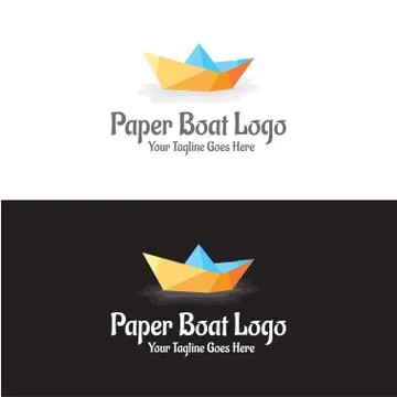 Paper Boat Logo Vector Design Template Stock Illustration