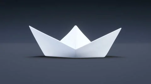 Paper boat or ship sails through picture Видео 157694985