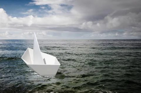 Paper boat Stock Photos