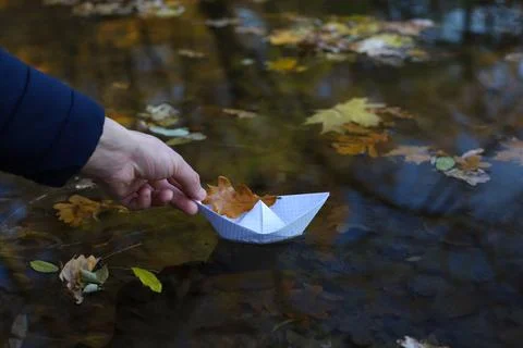 Paper boat Stock Photos