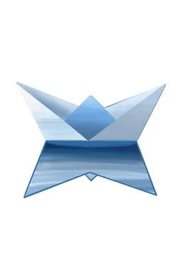 Paper boat with reflection isolated Stock Photos