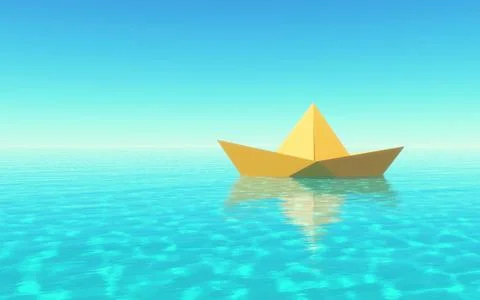Paper boat sailing Stock Illustration