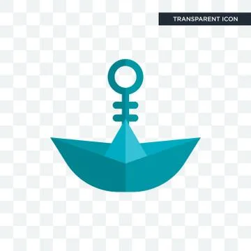 Paper boat vector icon isolated on transparent background, paper boat logo de Stock Illustration