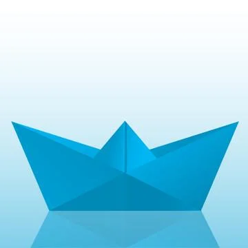 Paper boat. Vector Image. Gentle cool range. Beautiful background in the style Stock Illustration