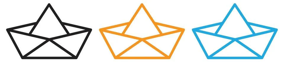 Paper boat vector logo set collection for web app ui Stock Illustration
