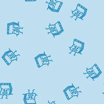 Paper book character line vector seamless pattern Stock Illustration