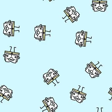 Paper book character vector seamless pattern Stock Illustration