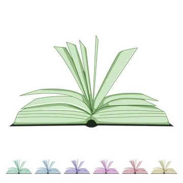 Paper book open cartoon vector graphic Stock Illustration