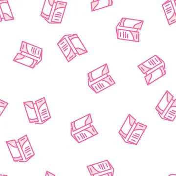 Paper booklet vector seamless pattern line Stock Illustration
