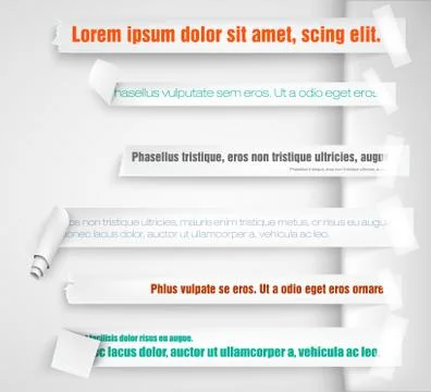 Paper bookmarks for text pieces Stock Illustration