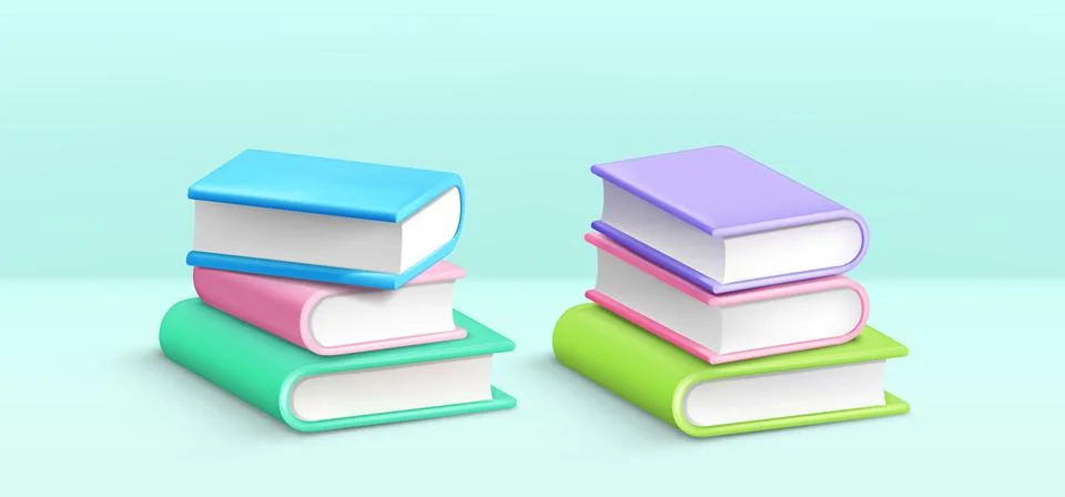 Paper books in stack. Realistic 3d vector Stockillustratie