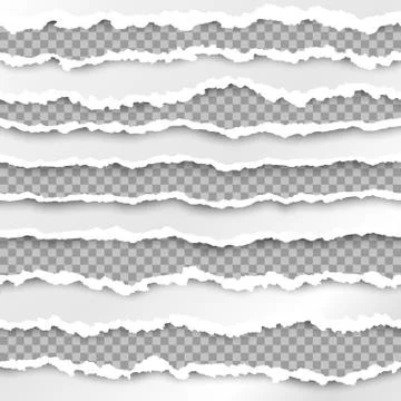 Paper borders.  Paper texture with damaged edge isolated on transparent backg Stock Illustration