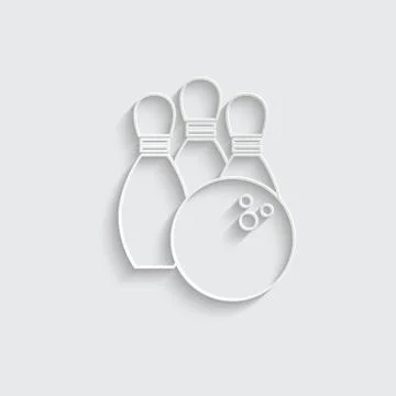 Paper bowling icon. black vector bowling sign Stock Illustration