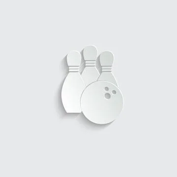 Paper bowling icon. black vector bowling sign Stock Illustration