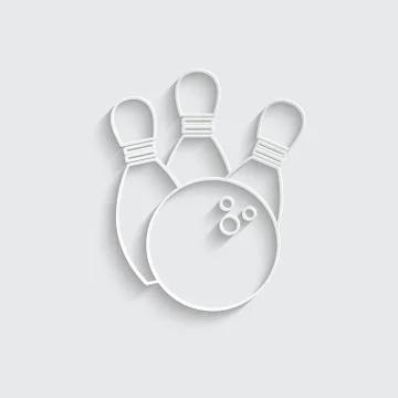 Paper bowling icon. black vector bowling sign Stock Illustration