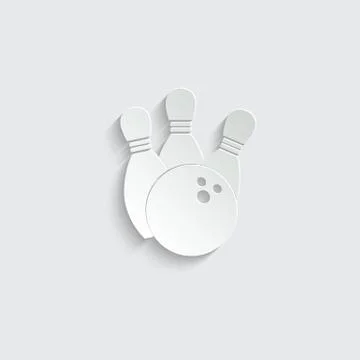 Paper bowling icon. black vector bowling sign Stock Illustration