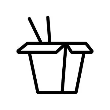 Paper box with chopsticks for the icon vector. Isolated contour symbol 스톡 일러스트